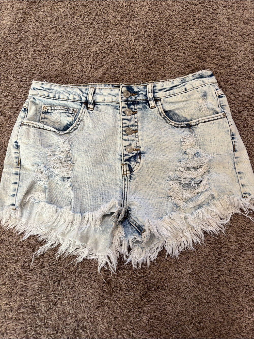 Black Label Light Blue Distressed Frayed Hem Jean Shorts
